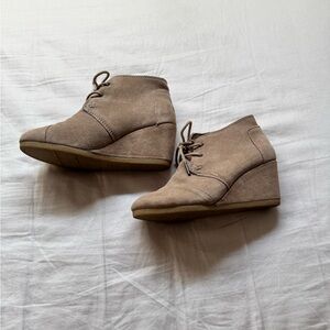Toms Taupe Wedge Ankle Shoes